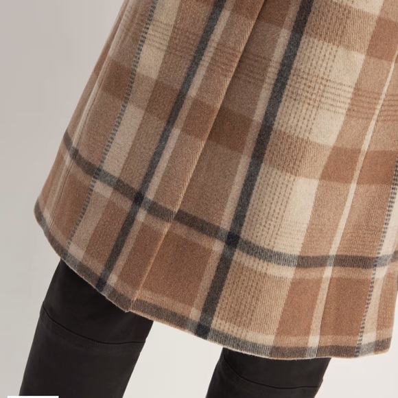 Everlane Womens Italian ReWool Wool Peacoat Winter Coat  Jacket Brown Plaid XS - Picture 7 of 15